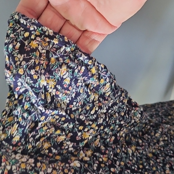 Maurices Navy Blue Floral Print Tie Neck Blouse - Picture 6 of 12